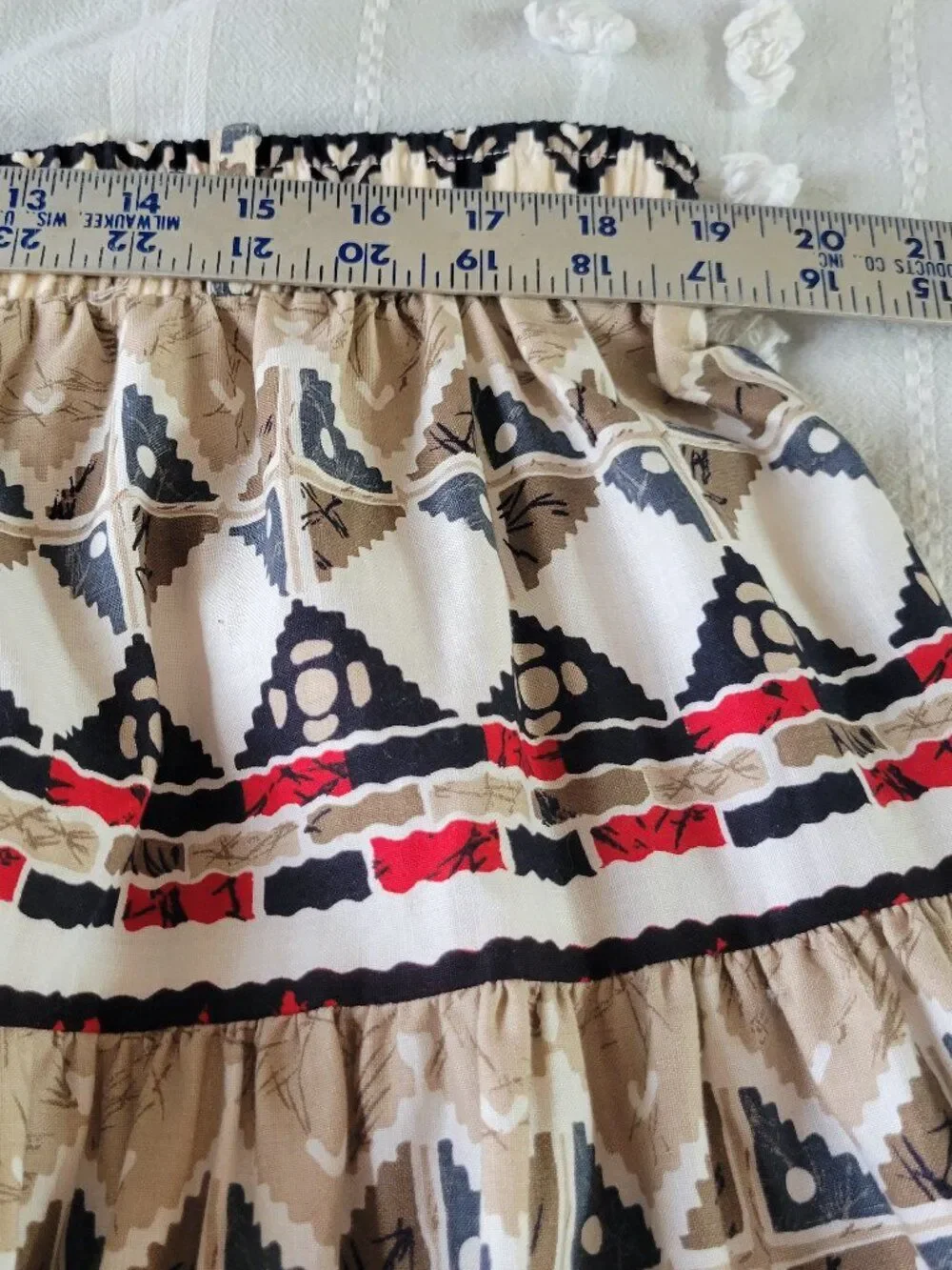 Vintage Western Collection USA Aztec Tiered Mini Skirt Cotton Boho Chic Sz M